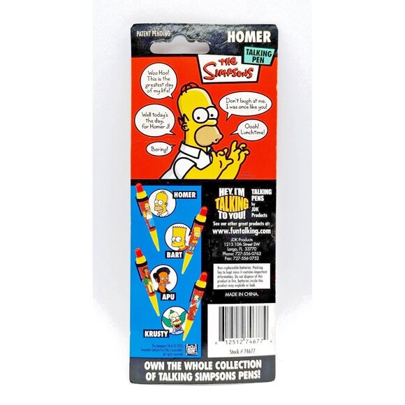 The Simpsons Homer Working Talking Pen New in Package #74677 - Picture 2 of 3